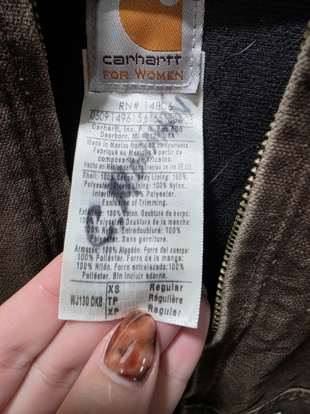 Carhartt Dark Brown Hooded Zip Work Jacket - Picture 3 of 4
